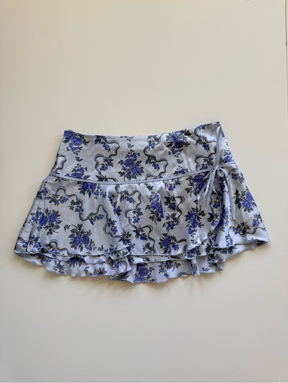 Floral Blue Ruffle Mini Skirt by Kimchi Blue